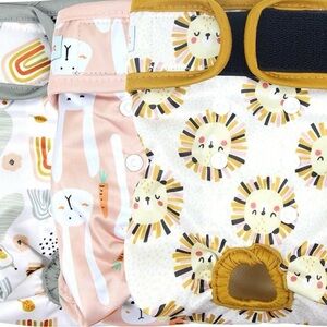 Langsprit Washable Female Dog Diapers (3 Pack) - Doggie Reusable size medium